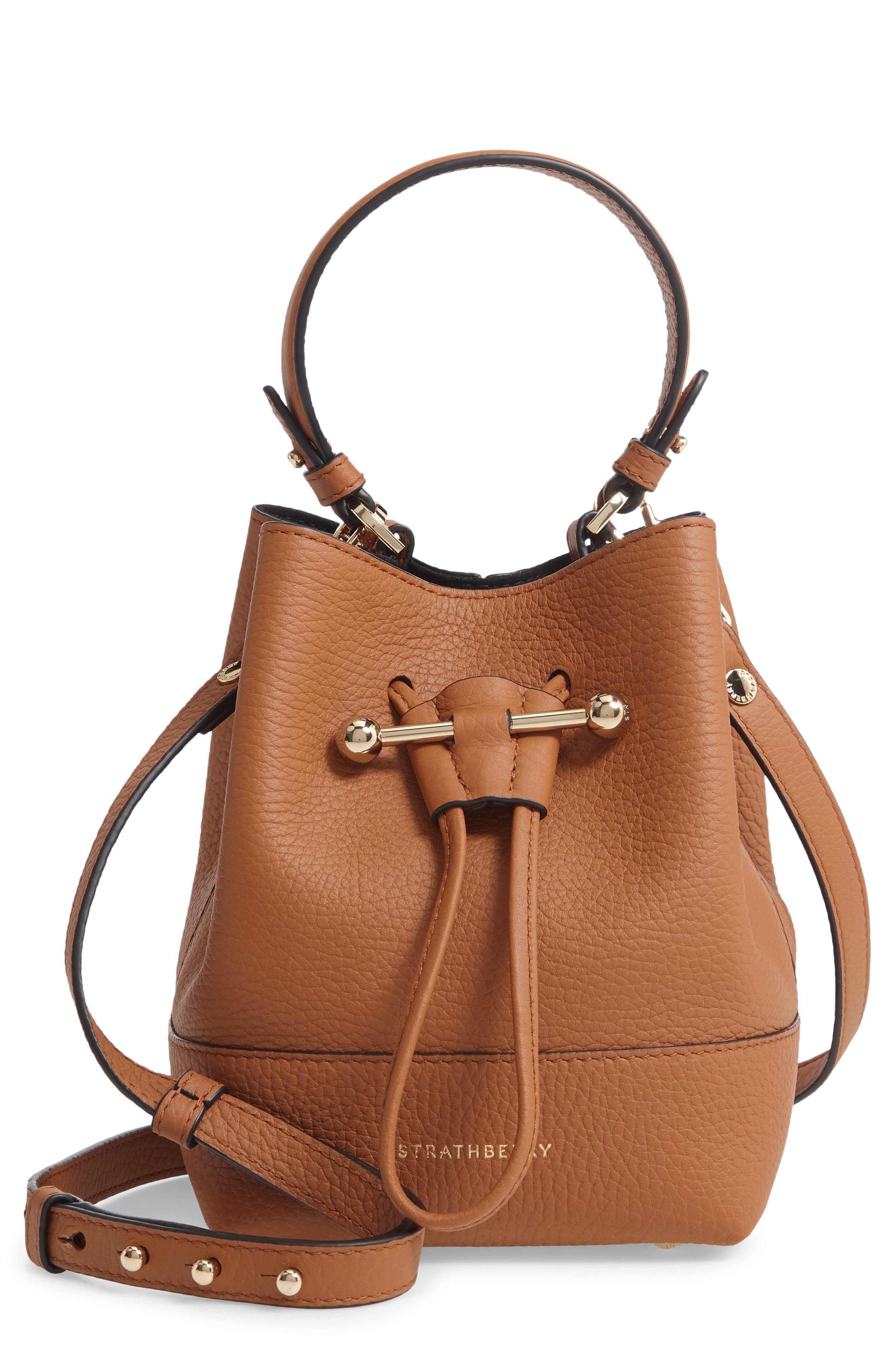 Strathberry Lana Osette Leather Crossbody Bucket Bag, Main, color, 