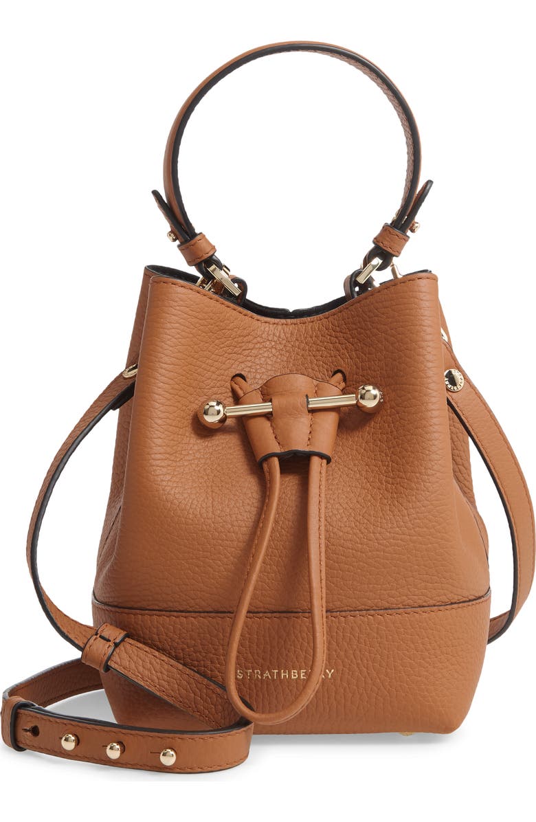 Strathberry Lana Osette Leather Crossbody Bucket Bag, Main, color,