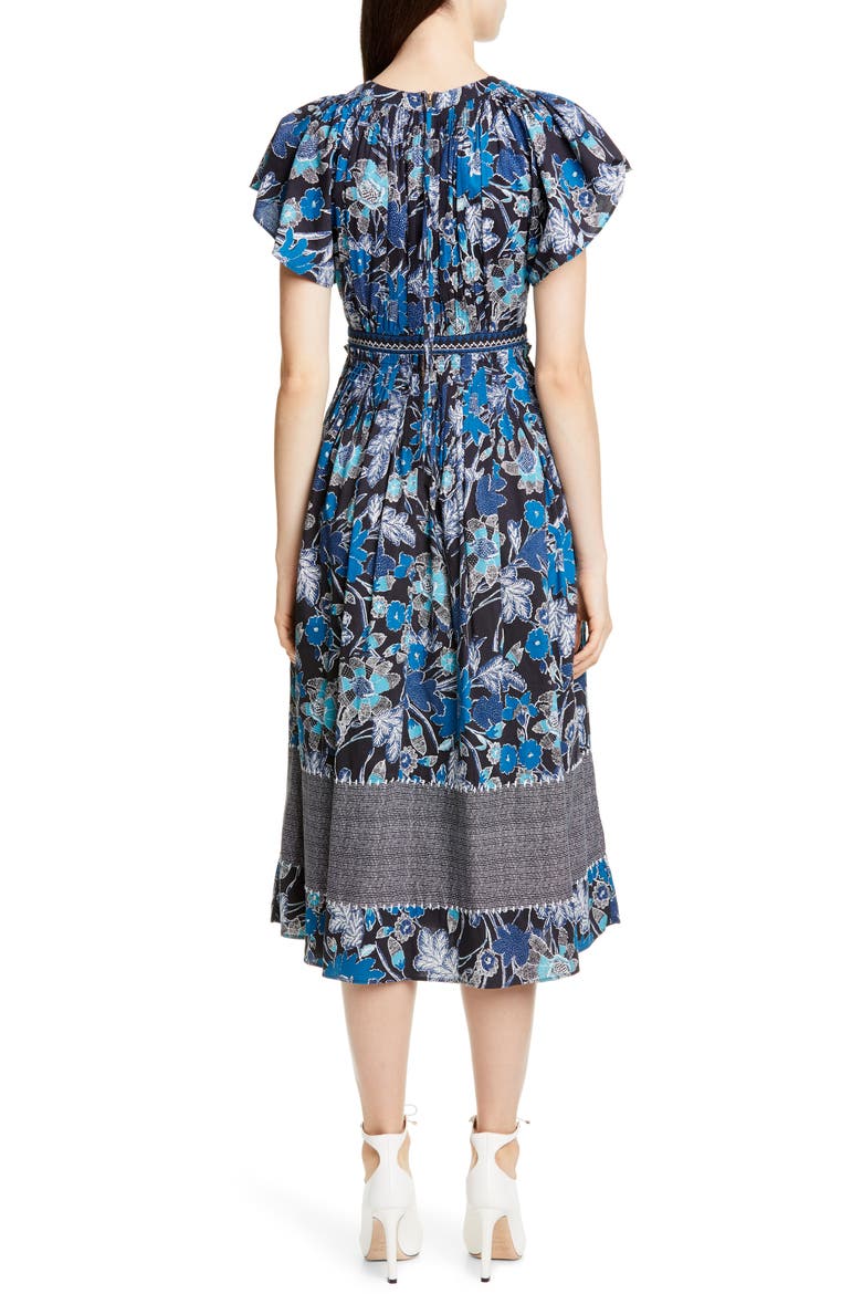 Lottie Floral Print Midi Dress, Alternate, color, LAPIS
