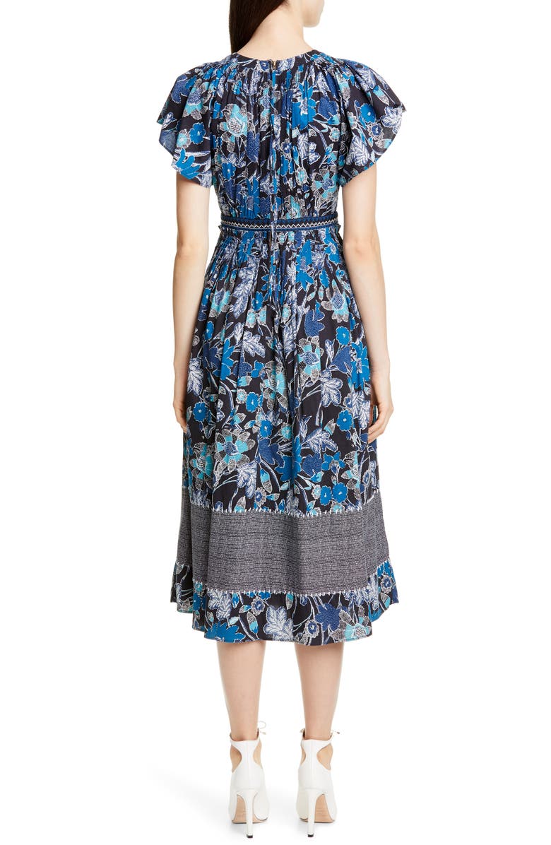 Ulla Johnson Lottie Floral Print Midi Dress, Alternate, color, 