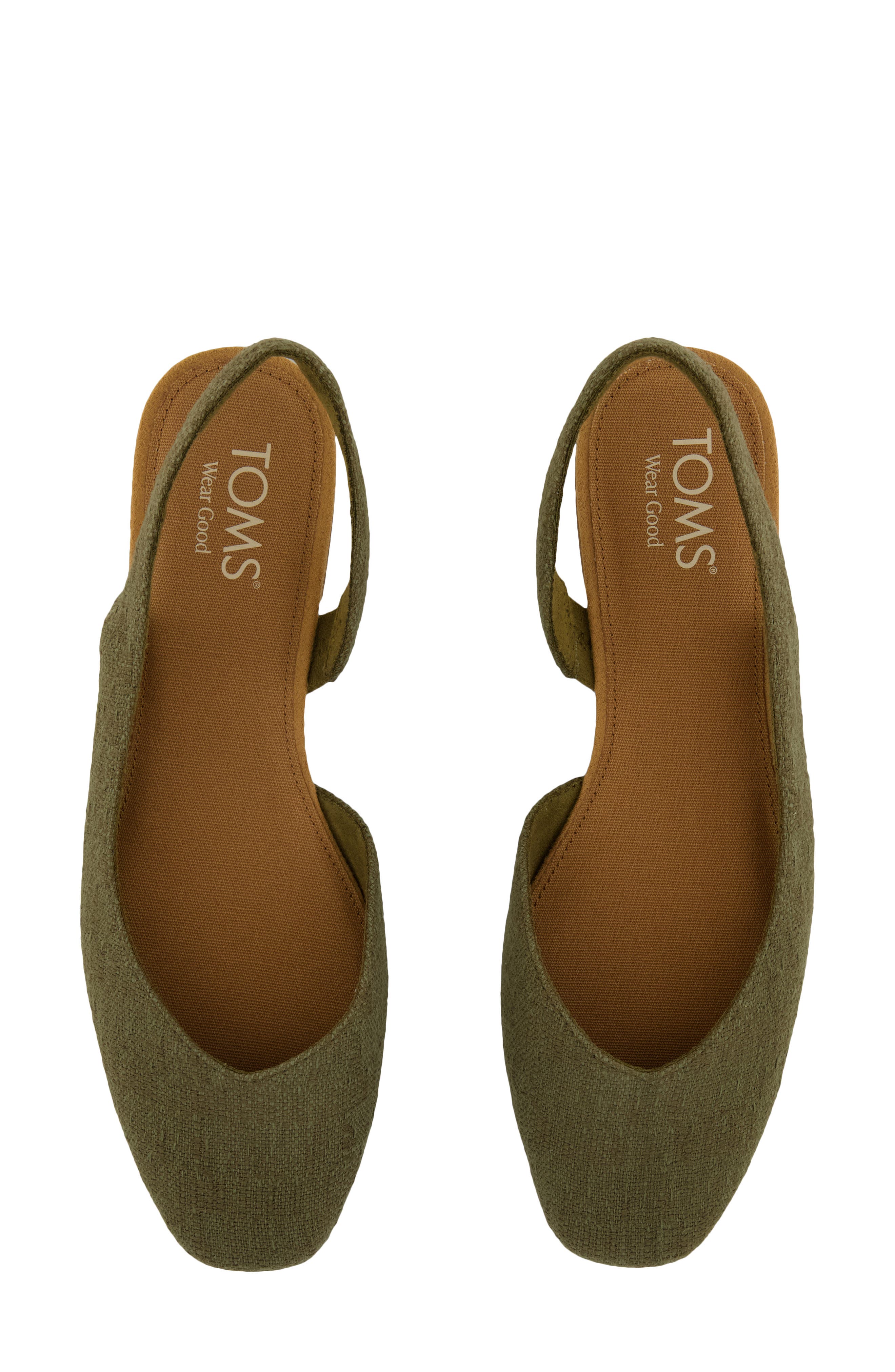 TOMS Alene Slingback Half d'Orsay Flat, Alternate, color, Medium Green