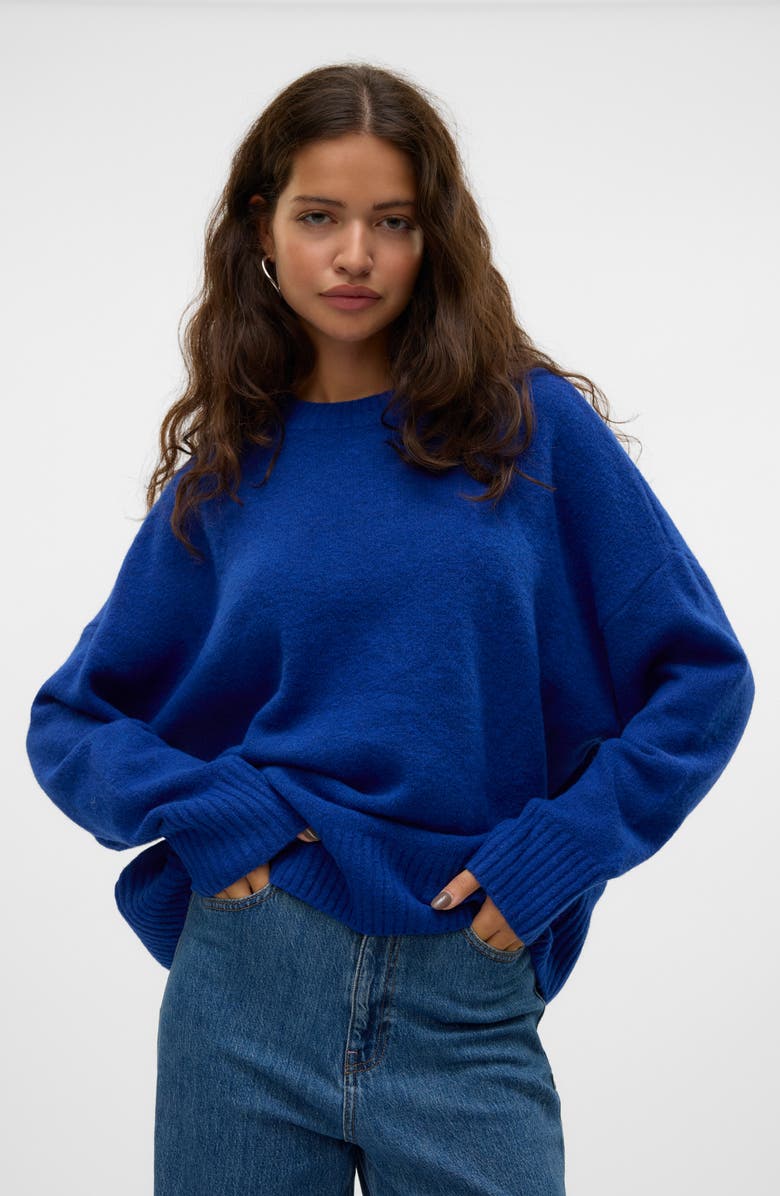 VERO MODA Long Sleeve Pullover Sweater, Alternate, color, Surf The Web Detail