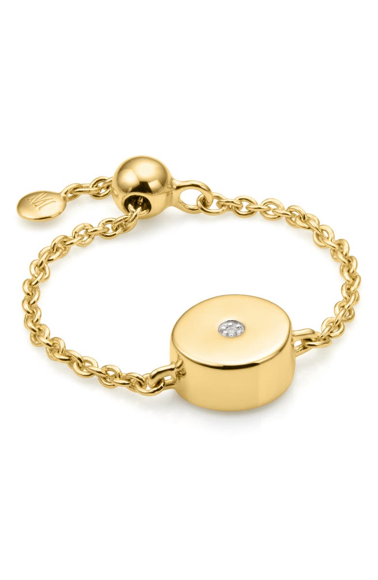 Monica Vinader Linear Solo Diamond Friendship Chain Ring, Main, color, Gold/ Diamond