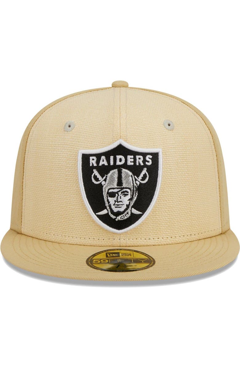New Era Men's New Era Khaki Las Vegas Raiders Raffia Front 59FIFTY Fitted Hat, Alternate, color,