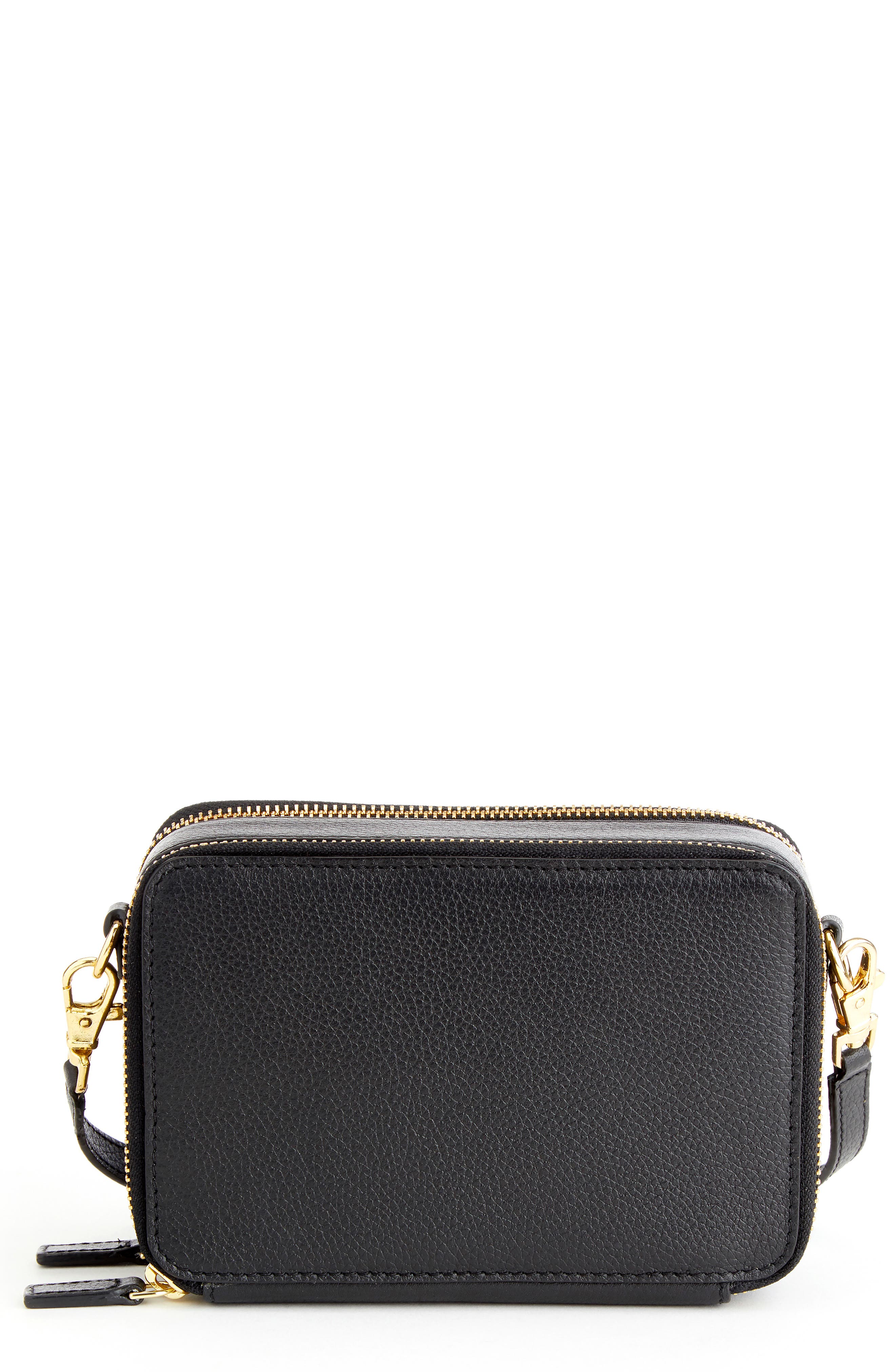 ROYCE New York Personalized Leather Crossbody Camera Bag, Main, color, Black- Deboss