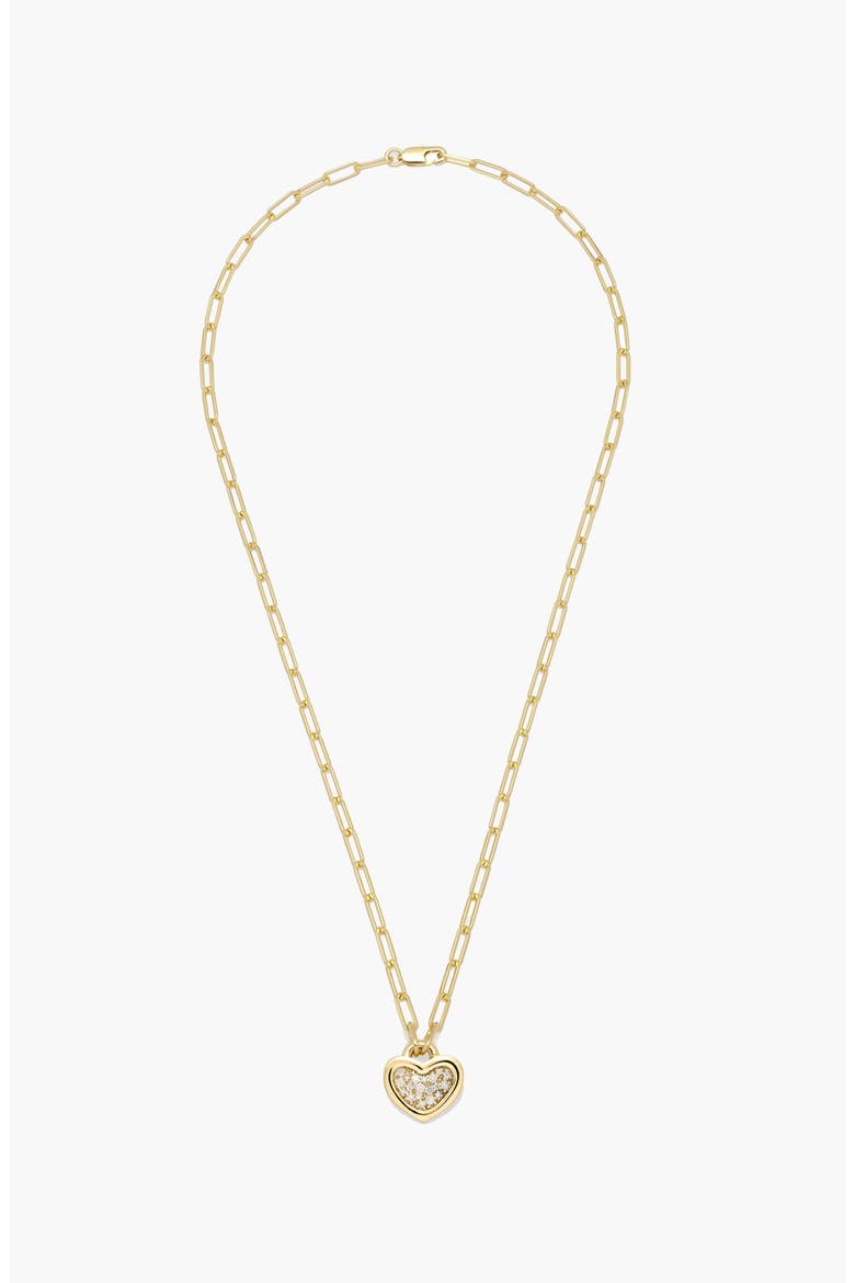 Link Heart Pave Short Necklace in Gold, Alternate, color, Gold