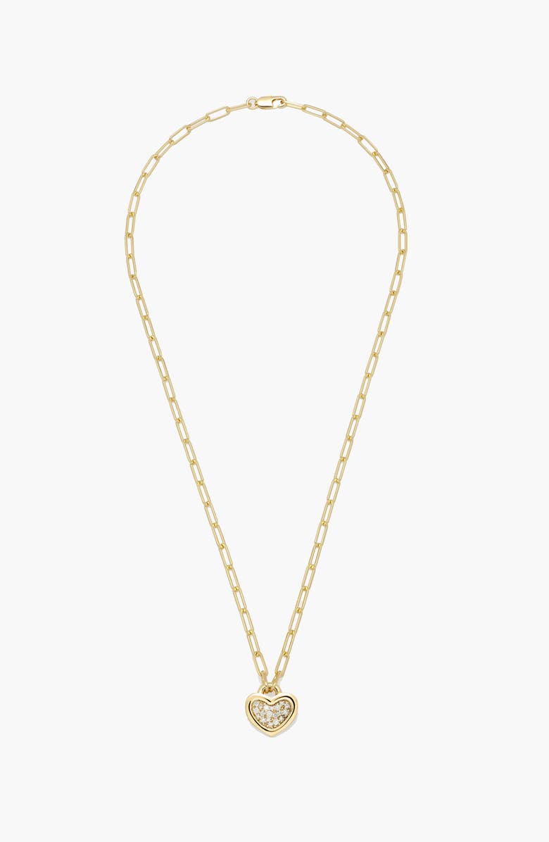 YOJ Link Heart Pave Short Necklace in Gold, Alternate, color, Gold