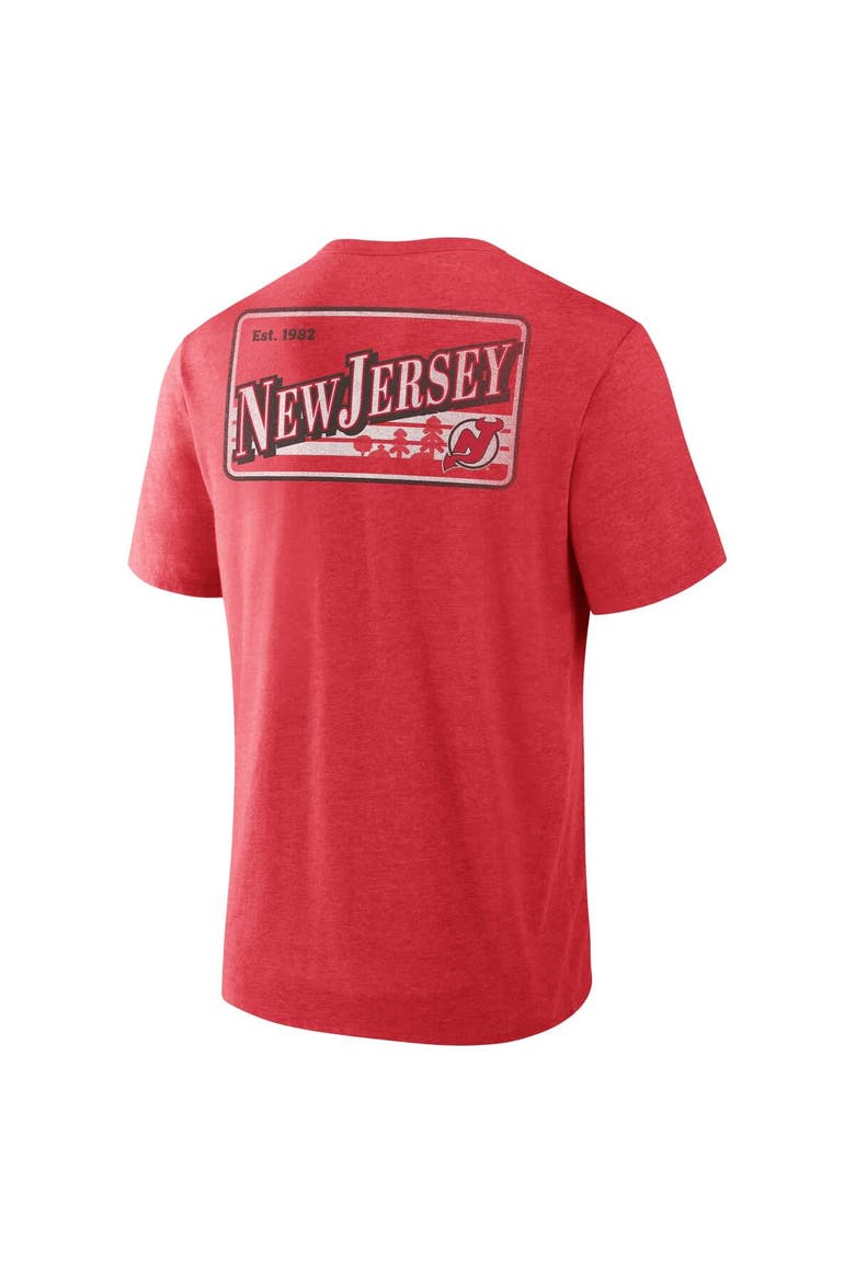 Men's Fanatics Heather Red New Jersey Devils Fan Lanes Tri-Blend T-Shirt, Alternate, color, Heather Red