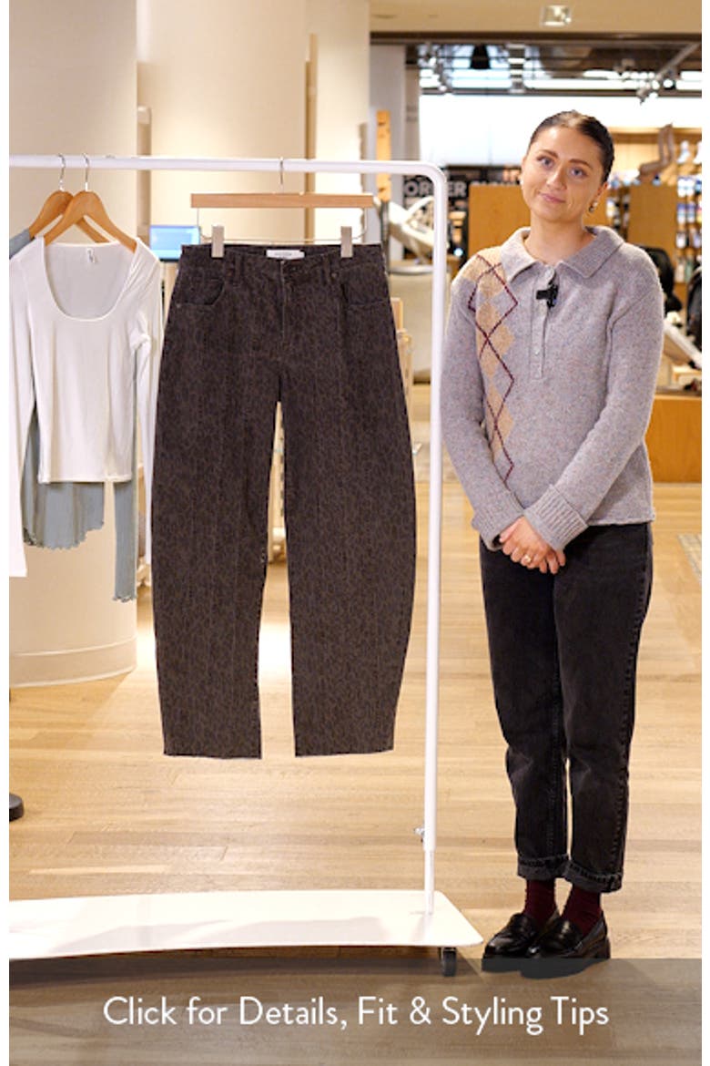Seamed Cheetah Print Barrel Leg Jeans video