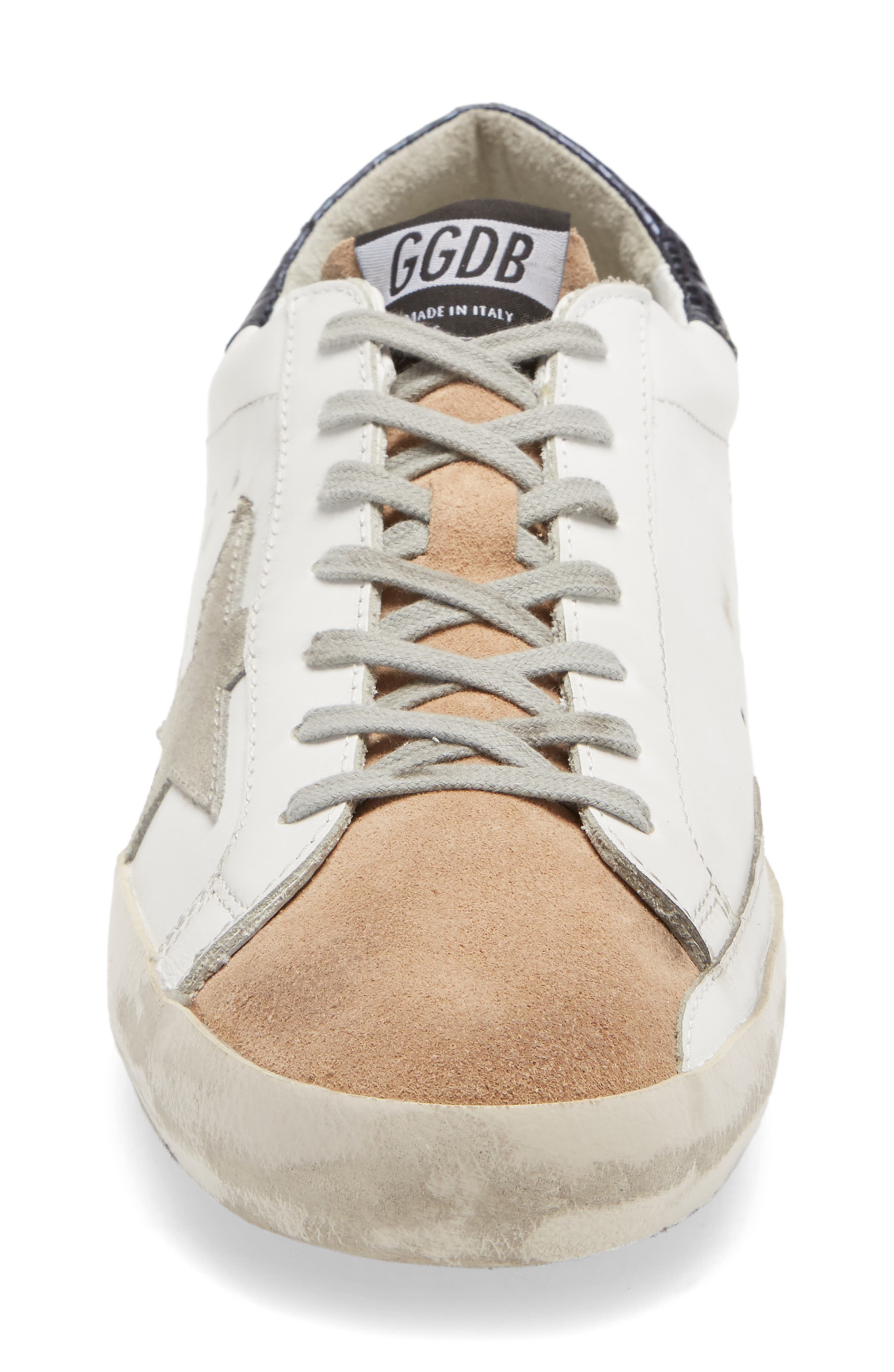 Super Star Sneaker (Nordstrom Exclusive), Alternate, color, WHITE LEATHER/ NUDE SUEDE/ ICE