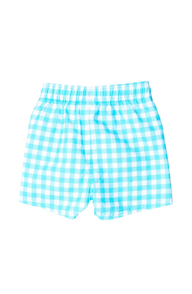 RuggedButts Baby/Toddler Boys UPF50+ Gingham Swim Trunks, Alternate, color, Bright Aqua Gingham