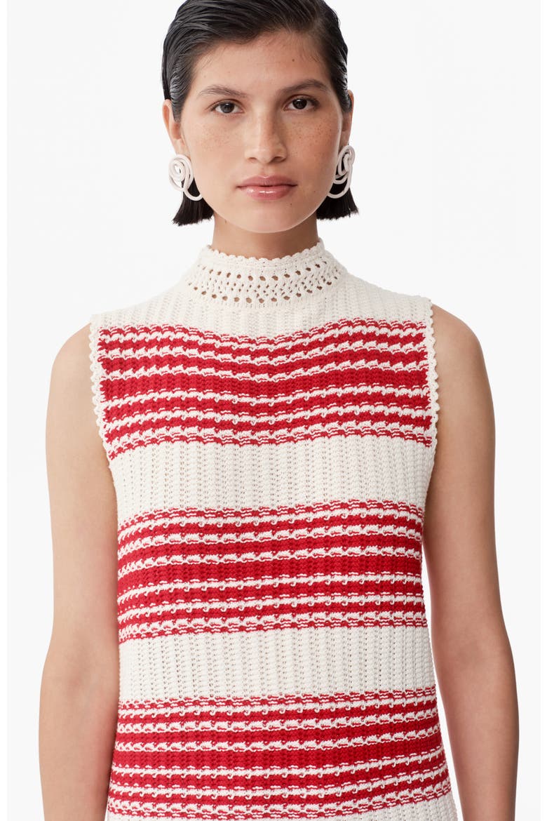 Moray Mock Neck Knitted Cotton Mini Dress, Alternate, color, Red/White