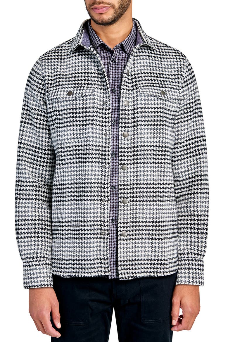 Houndstooth Printed Shirt Jacket, Alternate, color, GREY