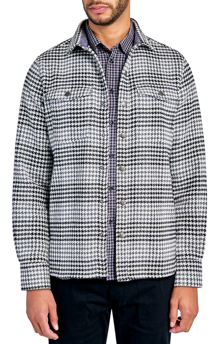 Brooklyn Brigade Houndstooth Printed Shirt Jacket, Alternate, color, Grey
