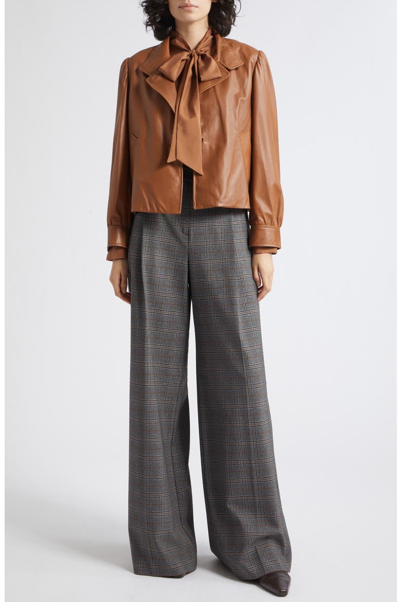 Saletta Leather Jacket, Alternate, color, TOBACCO BROWN
