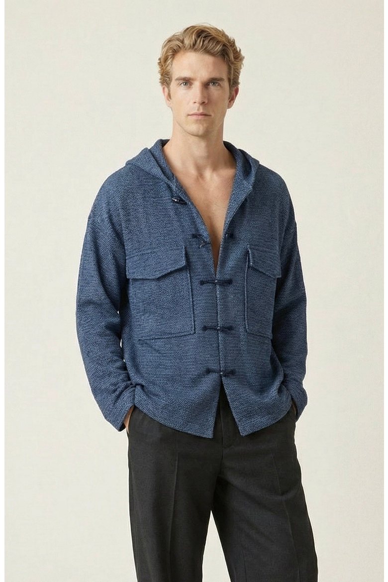 Toggle Closure Hooded Jacket, Main, color, Indigo