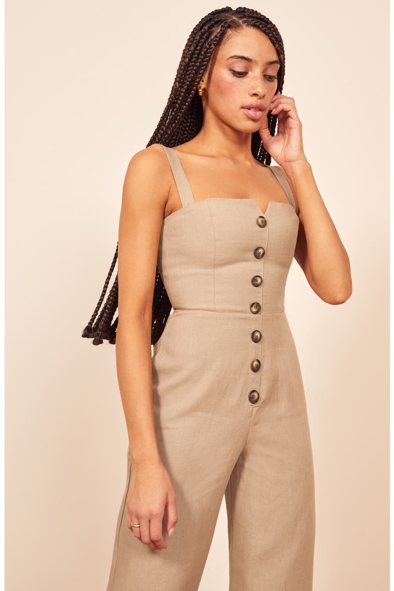 Kass Linen Jumpsuit, Alternate, color, KHAKI