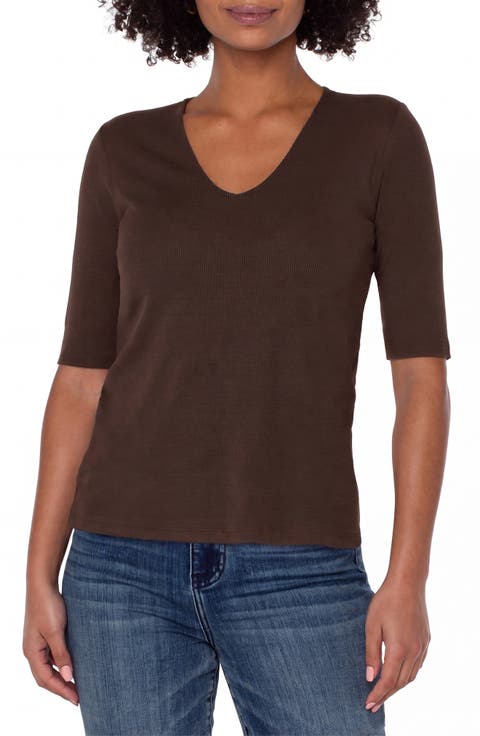 Double Layer V-Neck Rib Top