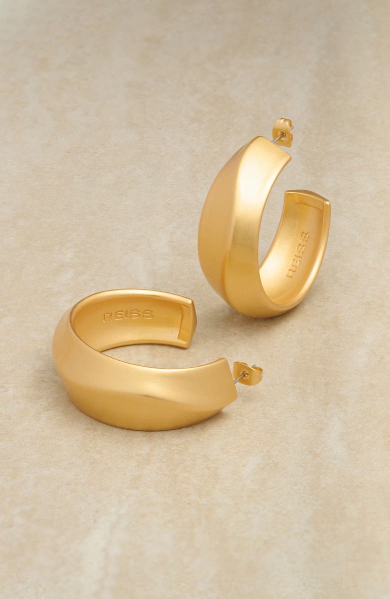 Reiss Tara Twist Hoop Earrings, Alternate, color, Gold Tone