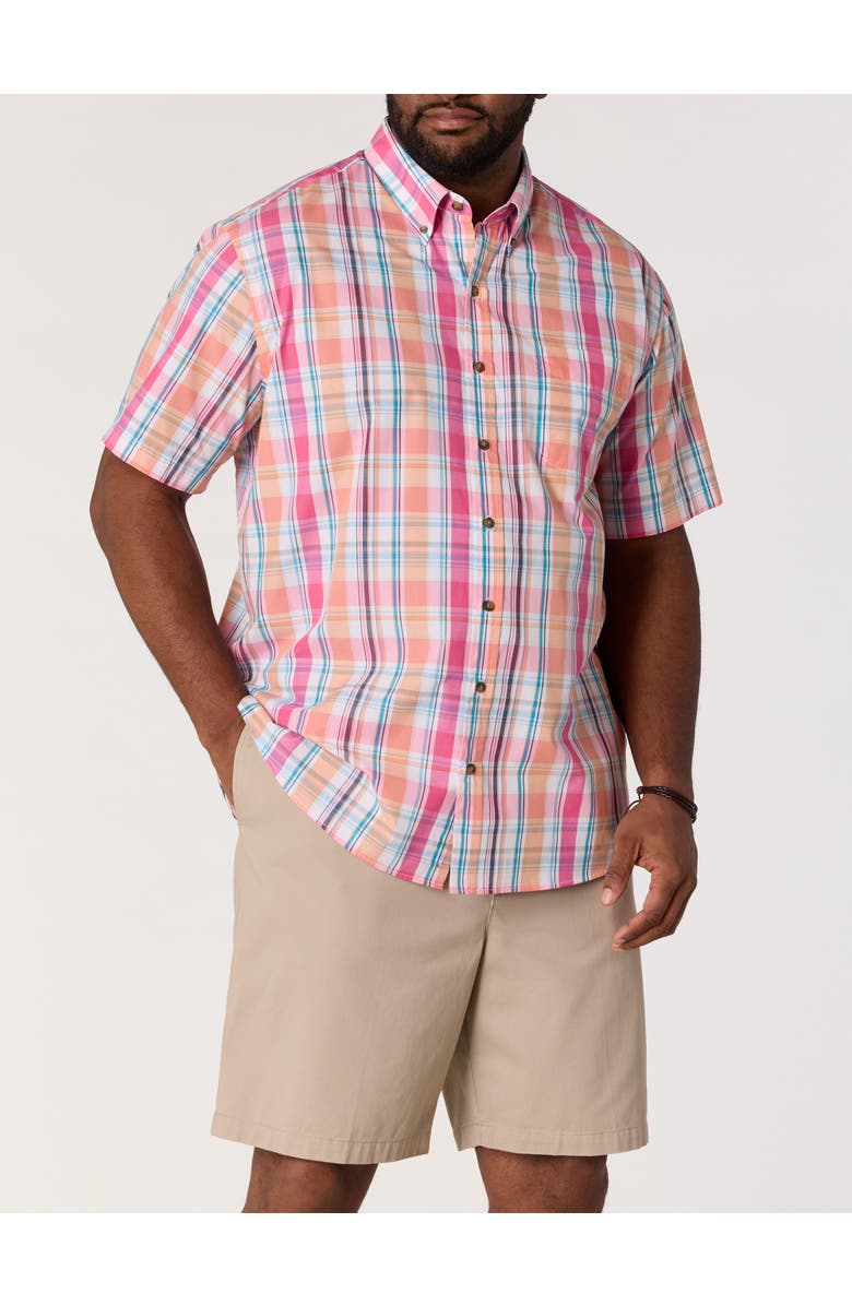 Harbor Bay by DXL Big & Tall Easy-Care Medium Plaid Sport Shirt V7, Alternate, color, Pink Multi