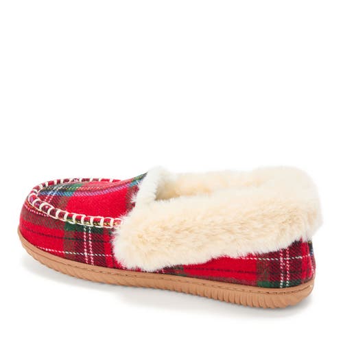 Dearfoams Ryland Cabin Moccasin Slipper In Red