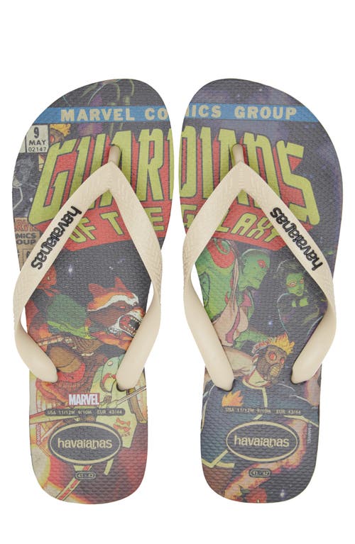 Havaianas X Marvel Flip Flop In Black/beige Straw