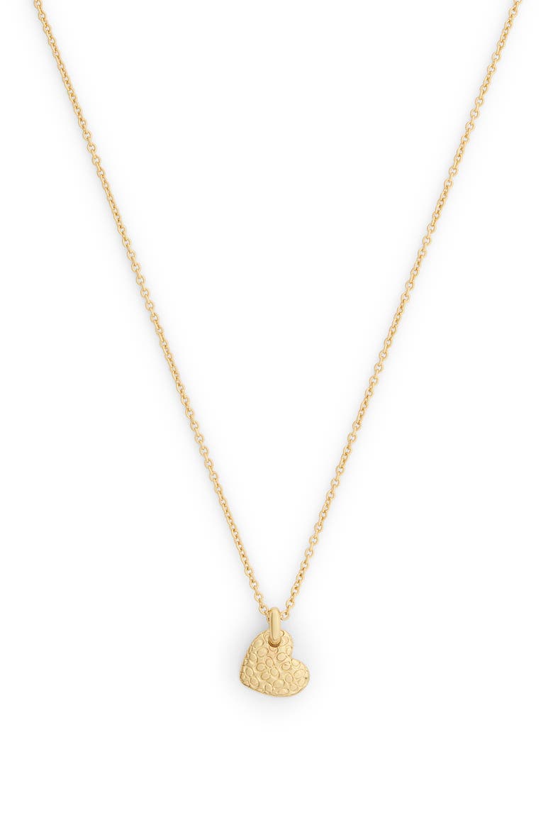 Textured Heart Short Pendant Necklace, Alternate, color, GOLD