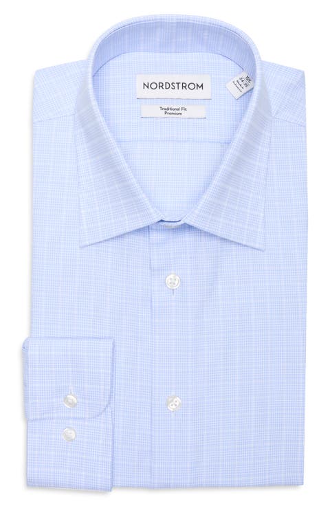 Traditional Fit Fit Plaid Premium Silk Dress Shirt (Regular, Big & Tall)