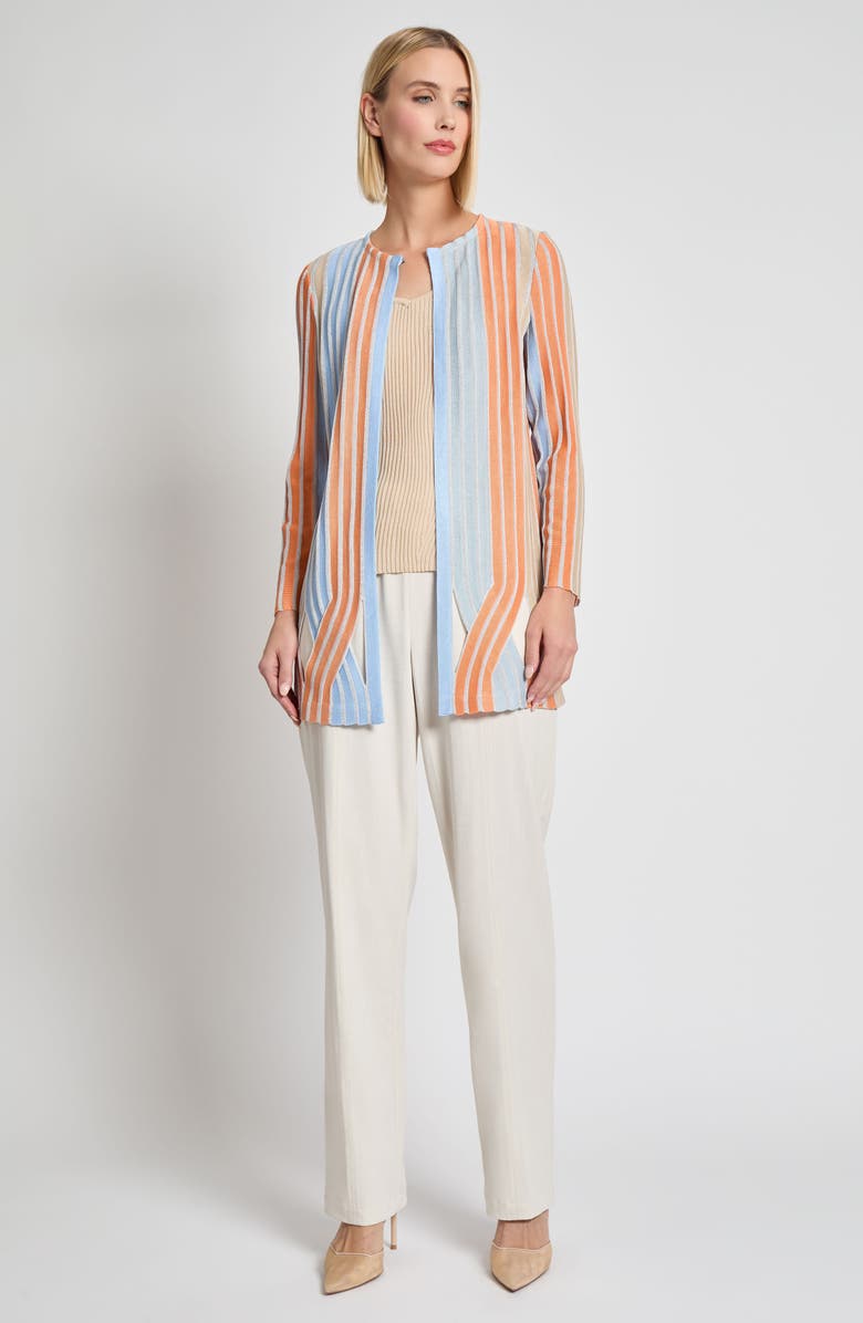 Misook Heritage Metallic Stripe Cardigan, Alternate, color, 