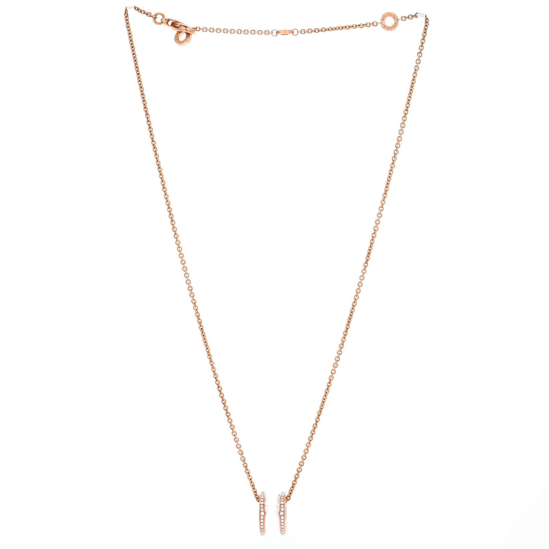B.Zero1 Pendant Necklace 18K Rose Gold and Ceramic with Diamonds, Alternate, color, Metallic Gold