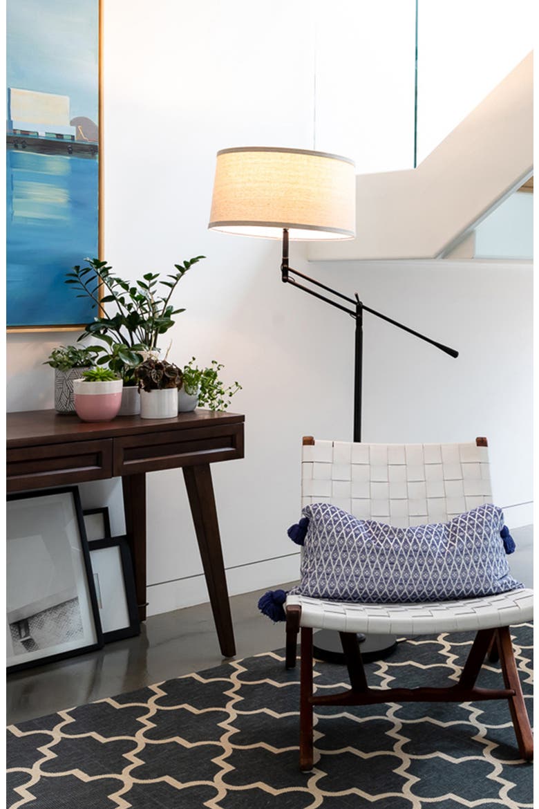 Ava 61' LED Mid-Century Modern Adjustable Floor Lamp with Fabric Drum Shade, Alternate, color, BEIGE