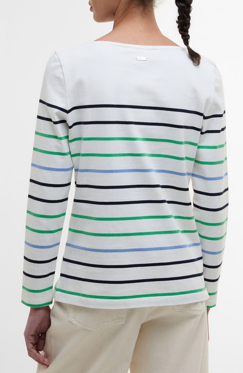Barbour Hawkins Stripe Long Sleeve Cotton Top, Alternate, color, Cloud Stripe