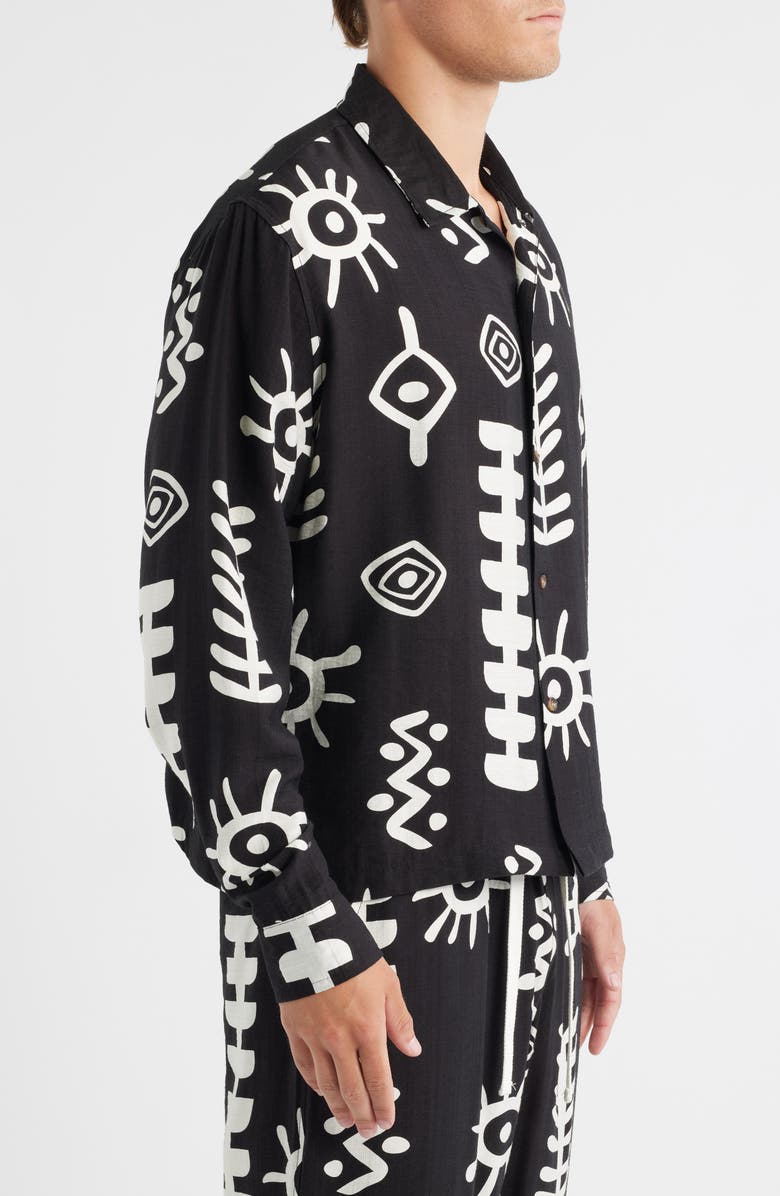 RIZORT Mason Abstract Print Button-Up Shirt, Alternate, color, Black