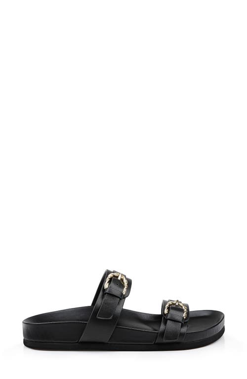L Agence Gaelle Slides Black In Black Leather