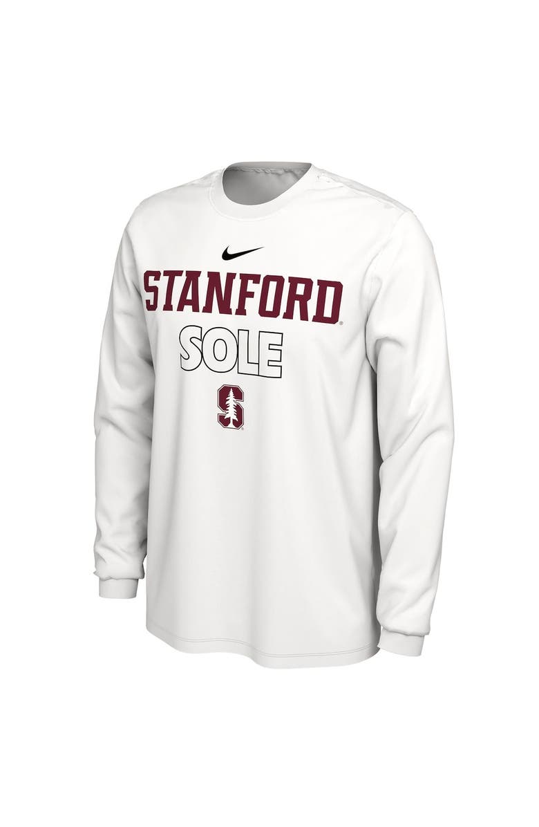 Nike White Stanford Cardinal 2023 On Court Bench Long Sleeve T-Shirt, Alternate, color, 