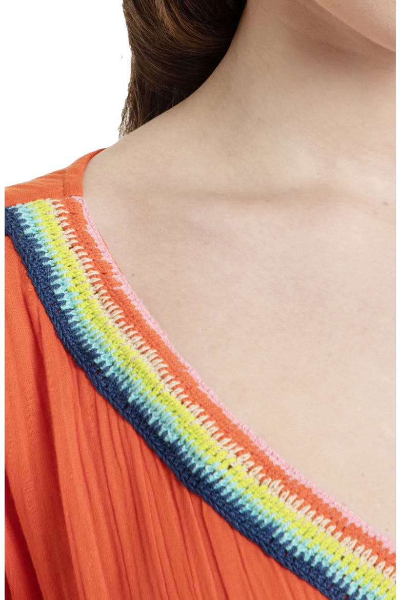 Colorful Crochet V-Neck Cover-Up Kaftan, Alternate, color, ORANGE