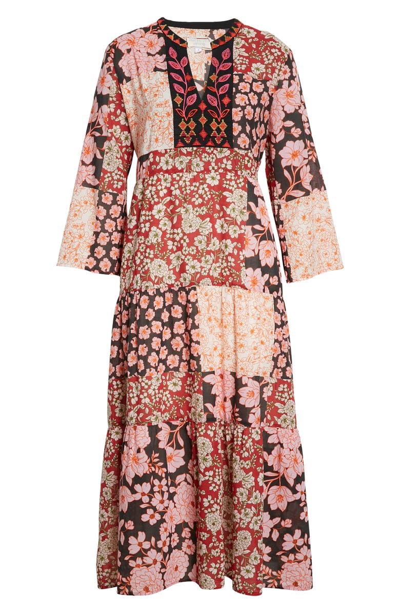 Johnny Was Flora Mix Print Tie Back Cotton Dress, Alternate, color, 