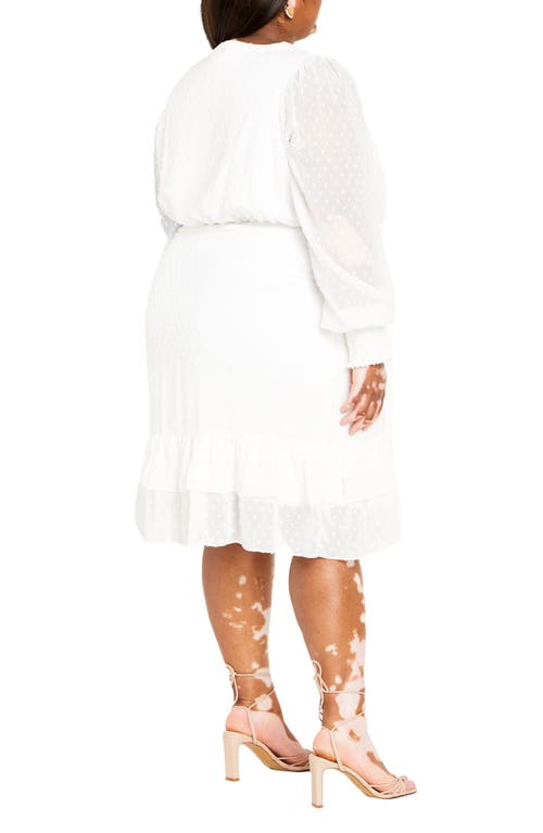 City Chic Ariyah Ruffle Clip Dot Dress In White