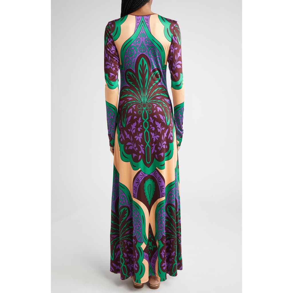 Johanna Ortiz Glazed Illusion Reversible Long Sleeve Jersey Maxi Dress In Multi