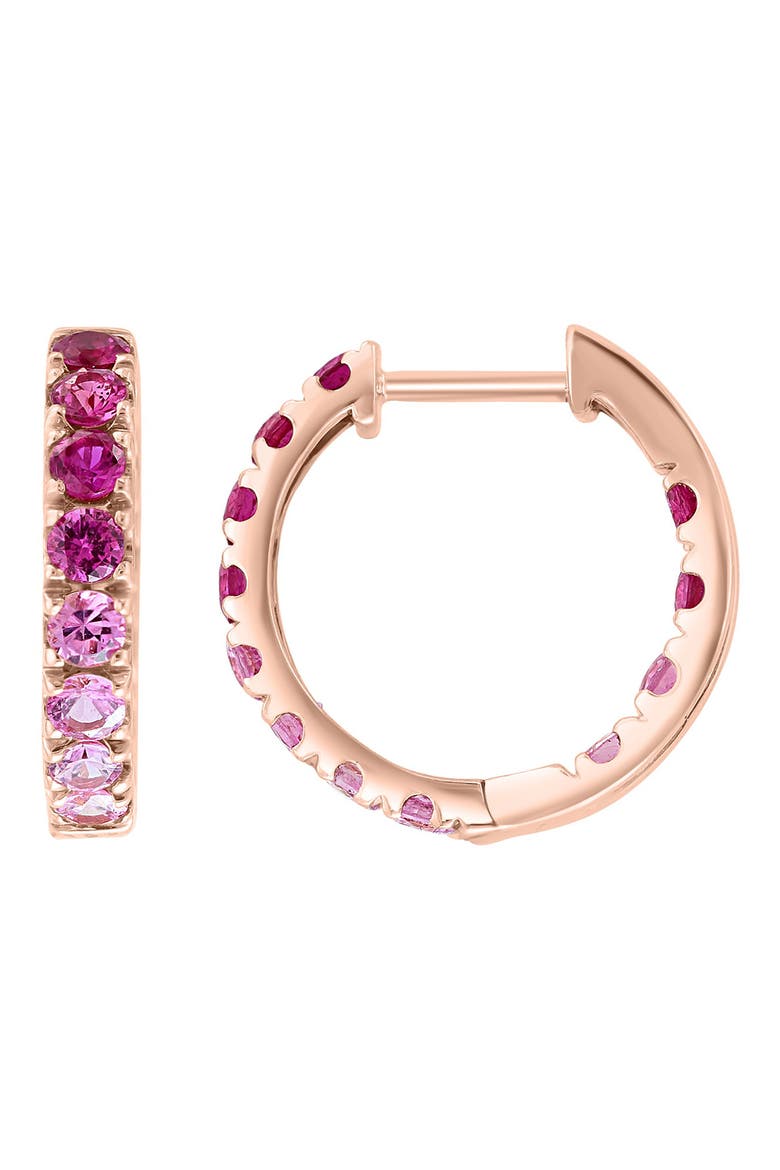 14K Gold Natural Sapphire Hoop Earrings, Alternate, color, MULTI