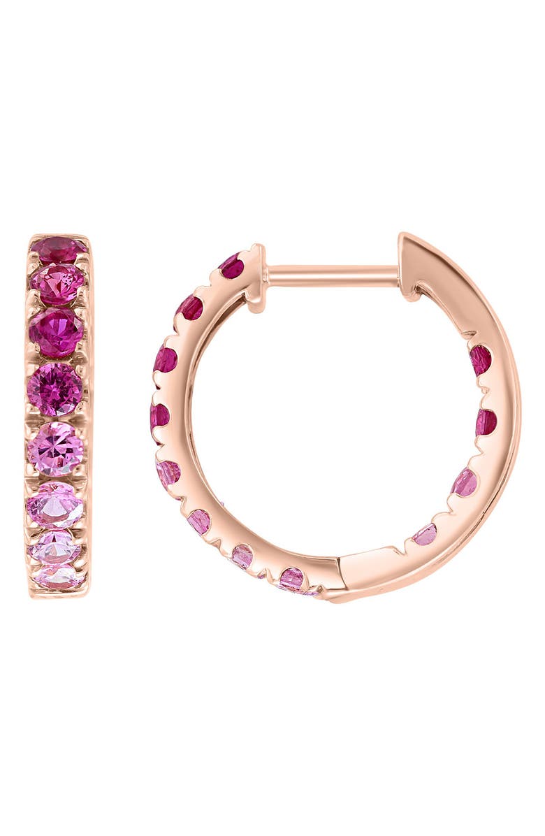 EFFY 14K White Gold Natural Sapphire Hoop Earrings, Alternate, color, Multi