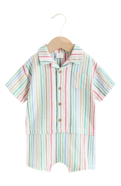 Multi Stripe Linen Blend Romper (Baby)