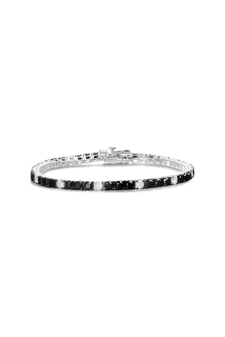 Silver 8.0 Cttw Black and White Diamond Tennis Bracelet, Main, color, White