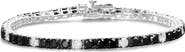 Haus of Brilliance Silver 8.0 Cttw Black and White Diamond Tennis Bracelet