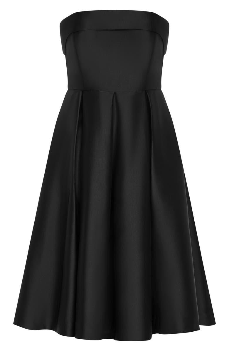City Chic Tiffany Strapless Fit & Flare Dress, Alternate, color, Black