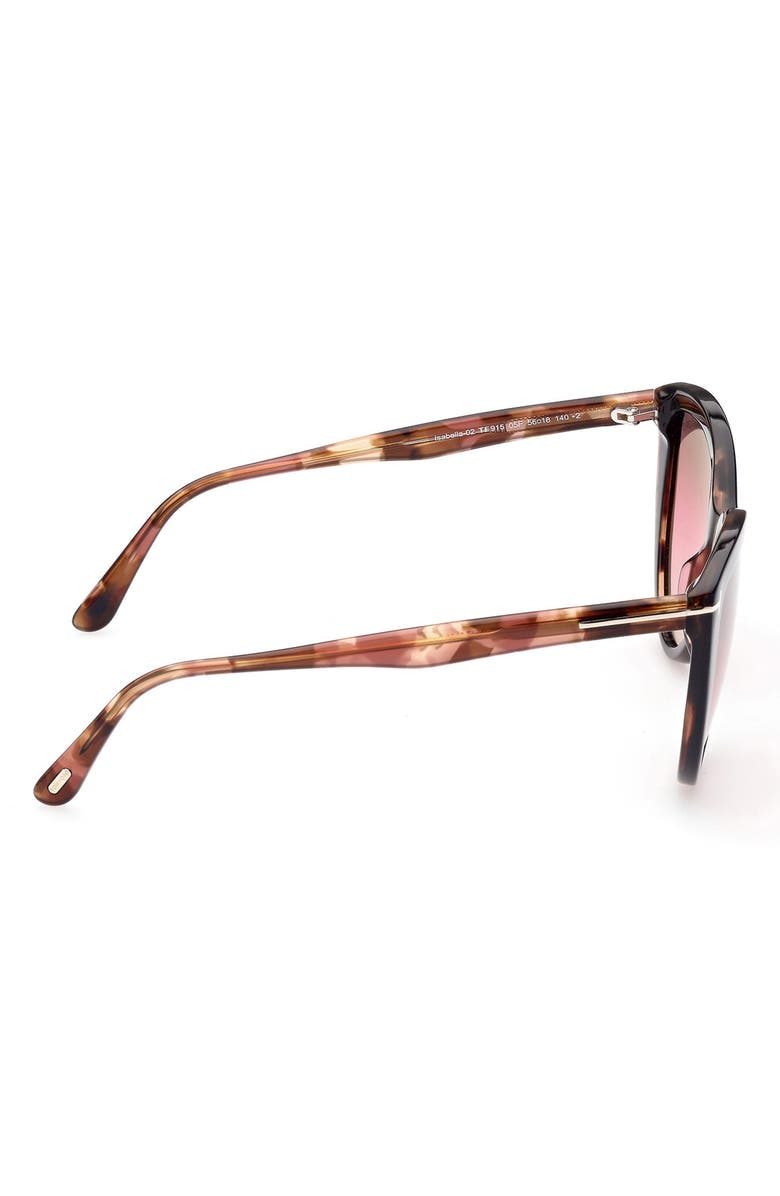 TOM FORD Isabella-02 56mm Gradient Cat Eye Sunglasses, Alternate, color, Sblk/ Brng