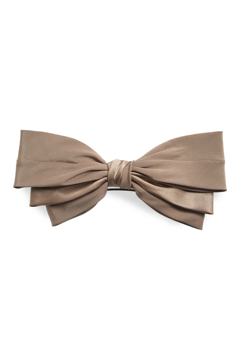 Classic Silk Bow Barrette, Main, color, TAUPE