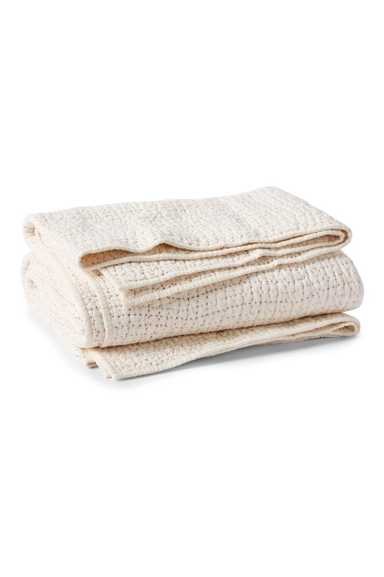 Pebbled Handstitched Organic Cotton Quilt, Main, color, UNDYED
