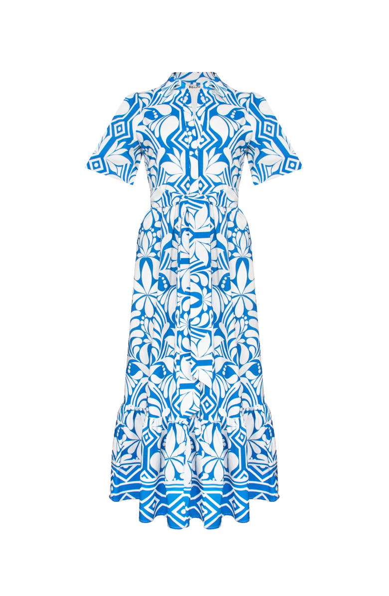 Ro&Zo Tile Printed Cotton Shirt Dress, Alternate, color,