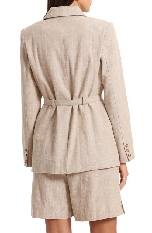 Bagatelle Belted Blazer Jacket In Sand Silver